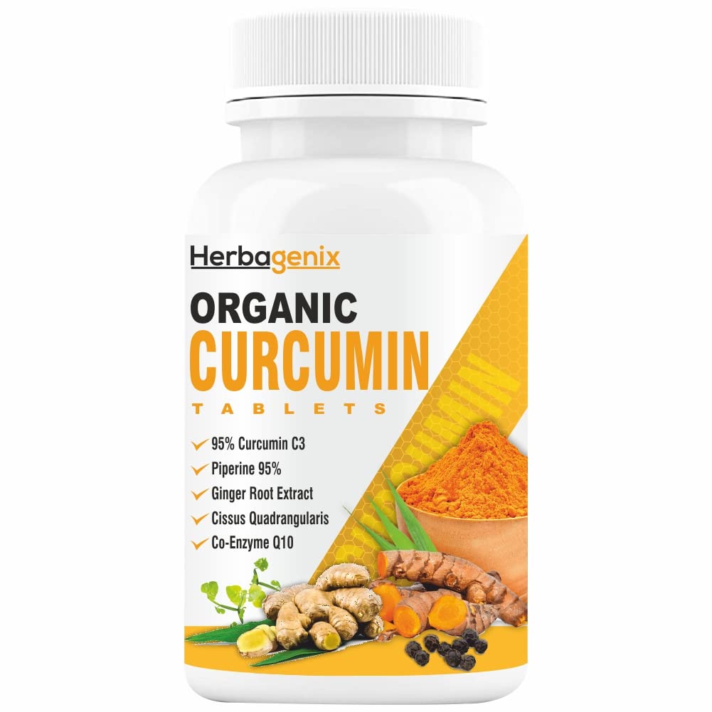Curcumin Tablet (95% Curcuminoids) With Piperine and Ginger - 60 Organic Curcumin Tablets