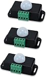 3 PCS Capteur de Mouvement, DC 12-24V Capteur Infrarouge Interrupteur d'Induction Corporelle Automatique Lumière LED Intelligente (Noir)