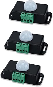 3 PCS Motion Sensor,DC 12-24V Infrared Sensor Human Body Induction Switch Automatic Smart LED Light（Black）