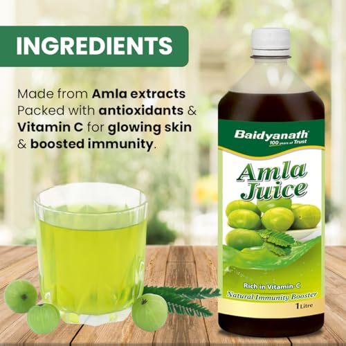 Image of Baidyanath Amla & Aloe Vera Juice Combo 1L Each | Natural Vitamin C, Antioxidant & Enzyme Rich | Helps in Gut Health & Skin Nourishment | Vegan, GMP Certified & Preservative Free (Pack of 2)