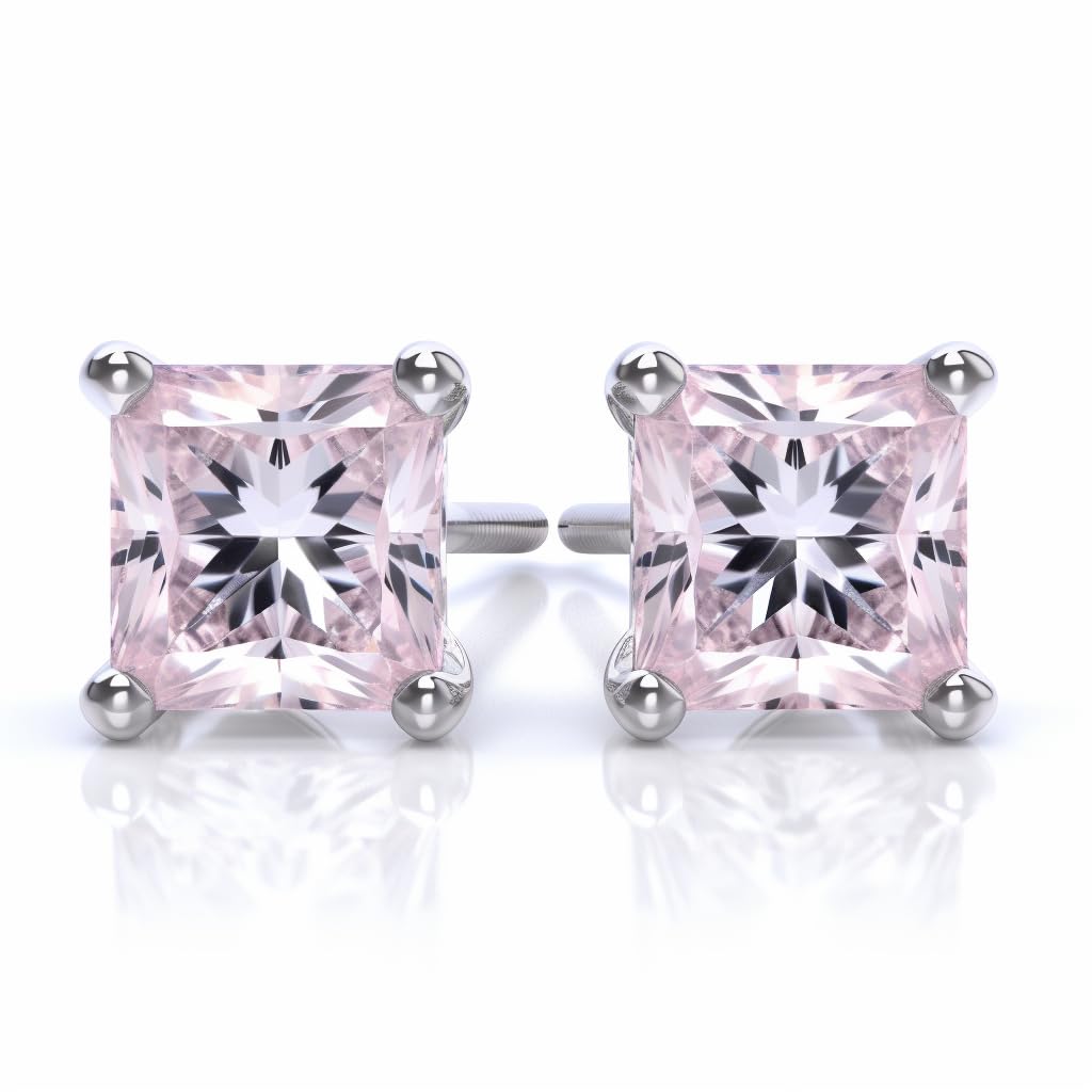 Diamond Earrings For Women, Diamond Stud Earrings For Men, 14k White Gold 1ct - 2 carat Princess, Heart, Round Cut Screw Back Earrings VVS1 D-E Color [Simulated Diamond] Fox Jewelry Co