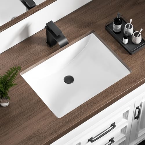 Image of Ada Compliant 20 inchx15 inch White Ceramic Rectangle Undermount Bathroom Sink with Overflow (20 inchx15 inch)