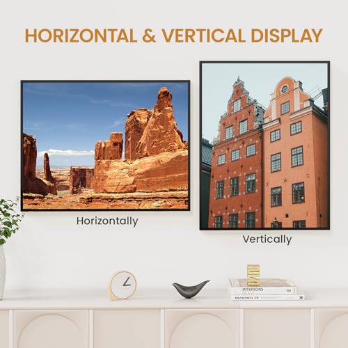 Image of 17x22 Aluminum Metal Picture Frame,Tempered Glass Black Photo Frame 17x22 for Family Photo,Posters,Art,Document to Wall Mount Horizontally or Vertically