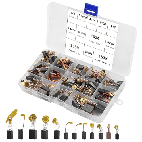 UYUYong 62 Pièces Balais de Charbon Machine Electrique+4 Pièces Balais de Charbon pour MAKITA, Brosses de Carbone Ponceuses Charbons Moteur Dureté Elevée, pour Meuleuse Scies D'angle etc-12 Tailles
