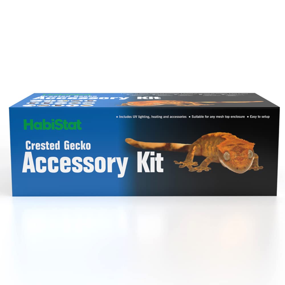 HabistatCrested Gecko Accessory Kit - Includes Pro T5 UVB Kit, Clamp Lamp, Dimming Thermostat, Basking Lamp, Thermometer, Dial Hygrometer & Other Accessories - Easy To Set Up - Ideal For Beginners