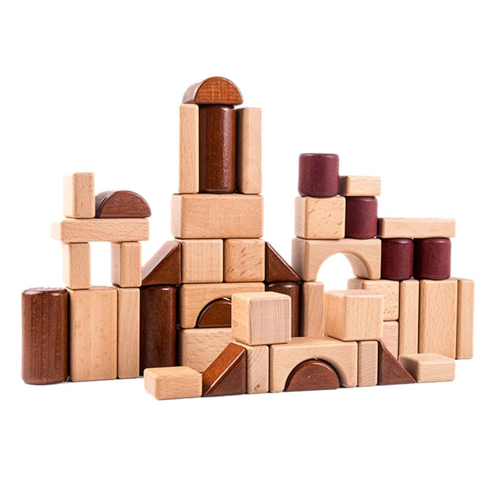 Blocchi da Costruzione Creativi Montessori, Set di Costruzioni in Legno, Regalo per la Classe della Scuola Materna per Bambini