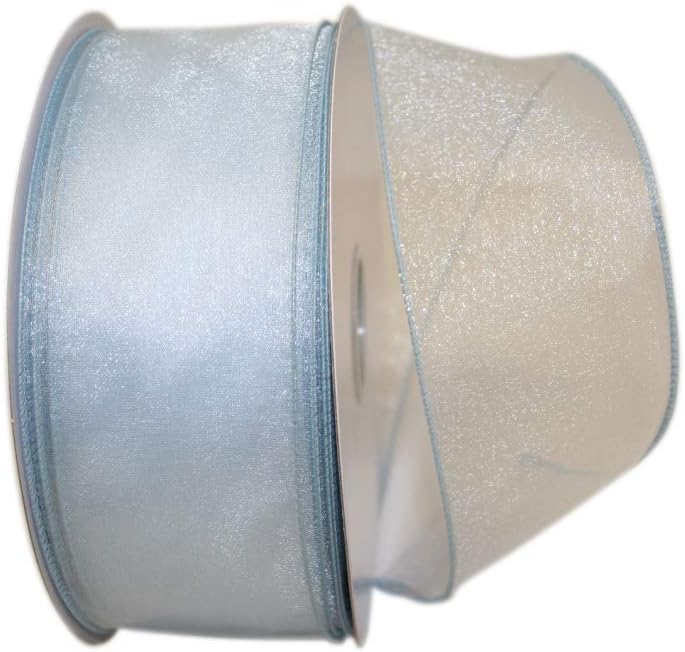 Reliant Ribbon Sheer Lovely Value Wired Edge Ribbon, 2-1/2 Inch X 50 Yards, Light Blue