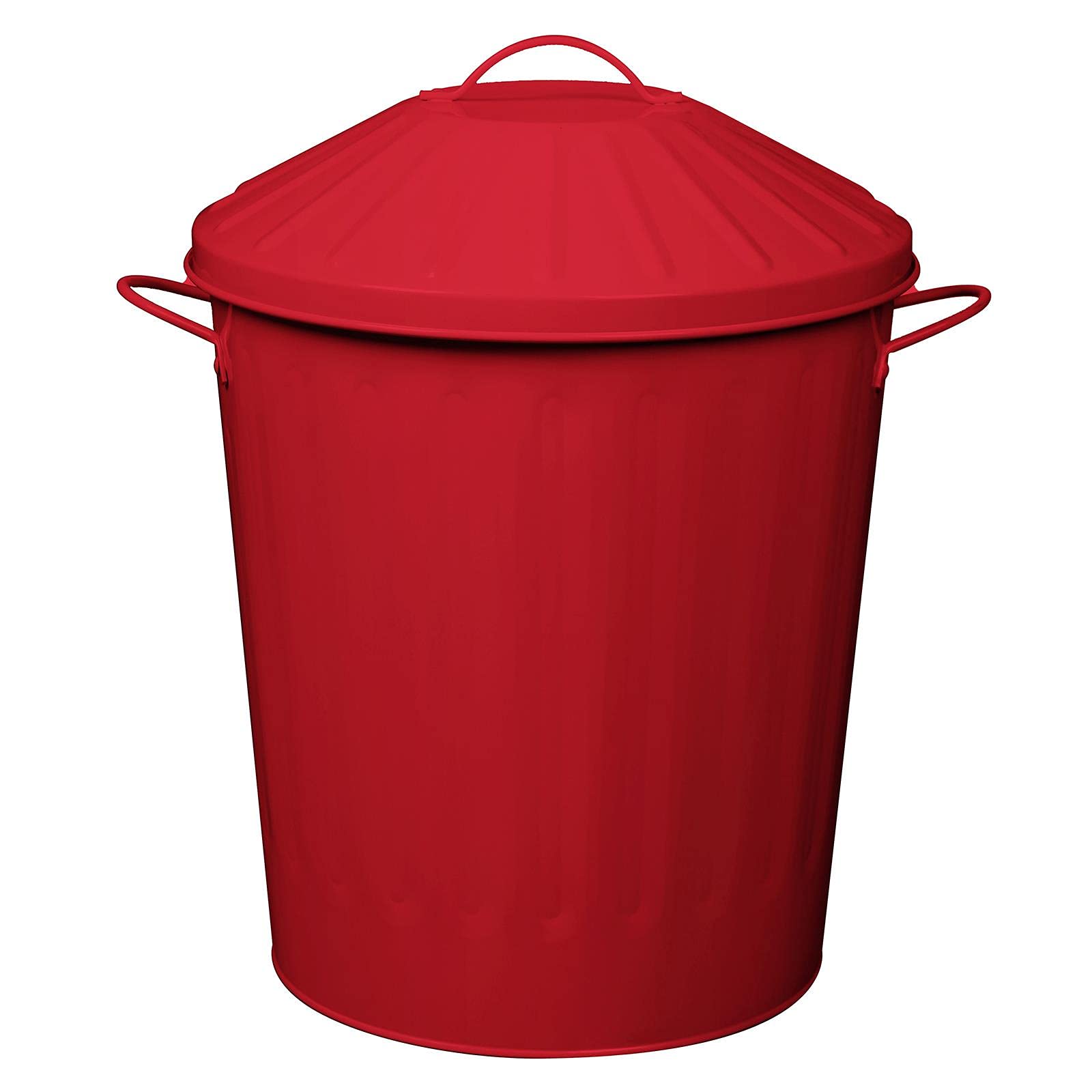 simpa 40L Colourful Vintage Style Metal Tapered Dustbins & Lids - Red 46cm (H) x 32.5cm (Dia) โ image 1