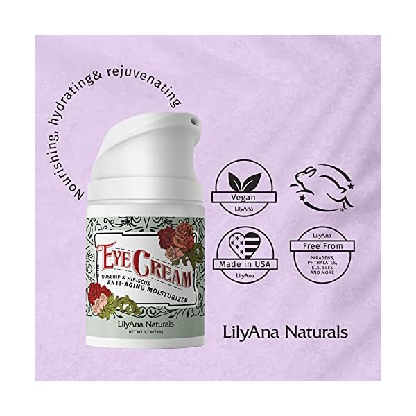 LilyAna-Naturals-Eye-Cream-2-Month-Supply-Made-in-USA-Eye-Cream-for-Dark-Circles-and-Puffiness-Under-Eye-Cream-Anti-Aging-Eye-Cream-Improve-the-look-of-Fine-Lines-and-Wrinkles-Rosehip-and-Hibiscus-Bot LilyAna Naturals Eye Cream for Dark Circles and Puffiness, Under Eye Cream for Wrinkles and Bags, Anti Aging Eye Cream helps Improve Dryness; for Sensitive Skin - 1.7 oz - Made in USA