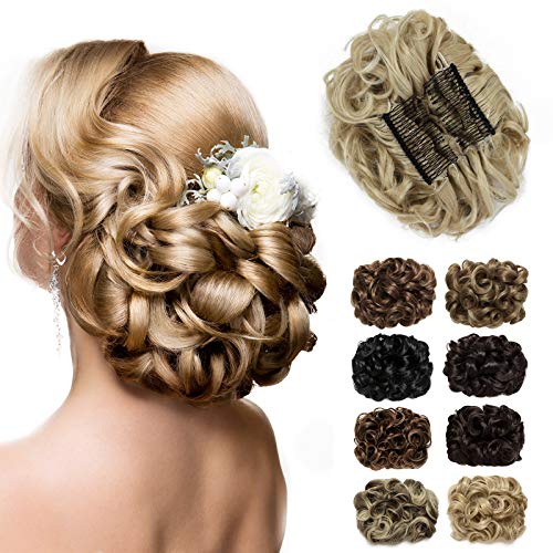 Yamel Messy Bun Scrunchie Chignon Hairpiece Updo Curly Bun Extension Combs In Messy Bun Hair Piece For Women #TOP6