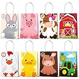 Farm Animal Party Favor Bags,Barnyard Birthday Gift Treat Goody Bags For Farm Animal Party Supplies Pack of 16