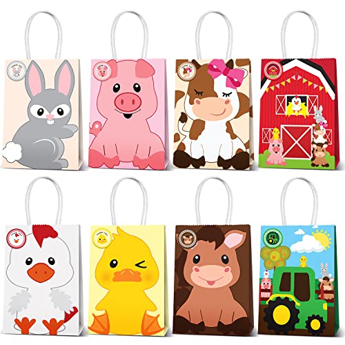 Farm Animal Party Favor Bags,Barnyard Birthday Gift Treat Goody Bags For Farm Animal Party Supplies Pack of 16