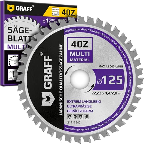 GRAFF Disque Meuleuse 125 Métal – Disque à Tronçonner 125 Métal, Aluminium, Plastique, Tôle, Stratifié, Bois – Multi Tool Lame de Scie Circulaire...