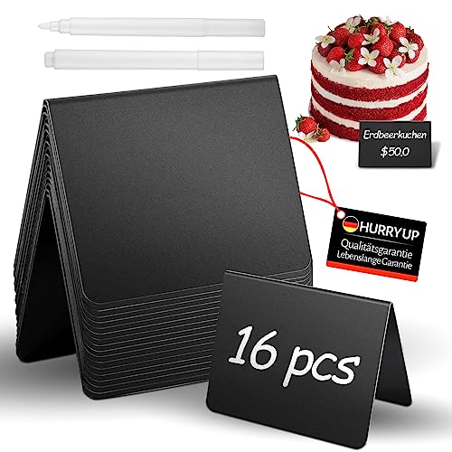 16Pcs Kreidetafel, Schiefertafel Zum Beschriften, Kreidetafel Aufsteller Abwischbare, Kreidetafel Klein für Buffet Schilder, Preisschilder, Hochzeit, Geburtstag, Party