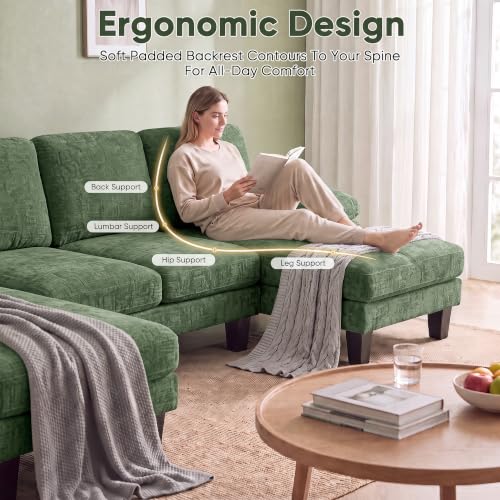 Image of Homall 105 inch U-Shaped Sectional Couches, Sofa Couch with Double Chaise,Green