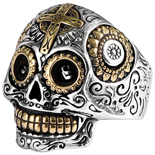 Anillo de compromiso para hombre, plata de ley 925, diseño de calavera de plata, Una talla, Sin piedras preciosas