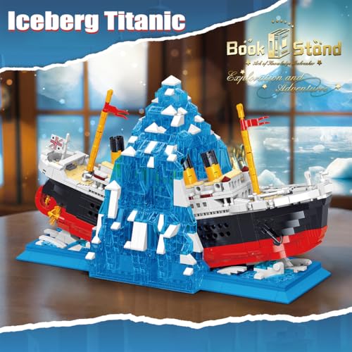 Iceberg Titanic Building Blocks Sets,Creative Bookshelf Toy Building Set,Ideal Gift for Reading Enthusiasts(1202PCS)-Toys Gifts for Adult
