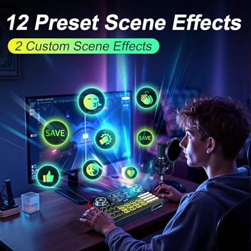 Image of Podcast Equipment Bundle Audio Mixer, Sound Board for Pc /Phone Live Streaming Singing Gaming, Podcast Mixer for 3.5 /6.35mm Dynamic Microphone, Voice Changer, Denoise, One Click Mute