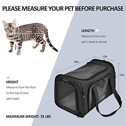 Image of Henkelion Large Soft Sided Cat and Pet Carrier for Cats and Puppies up to 25Lbs - Collapsible, Waterproof Travel Carrier - Black