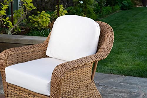 Tortuga Outdoor Sea Pines Dining, Mojave Wicker With Natural Canvas Cushions Swivel Rocking Chair #TOP1