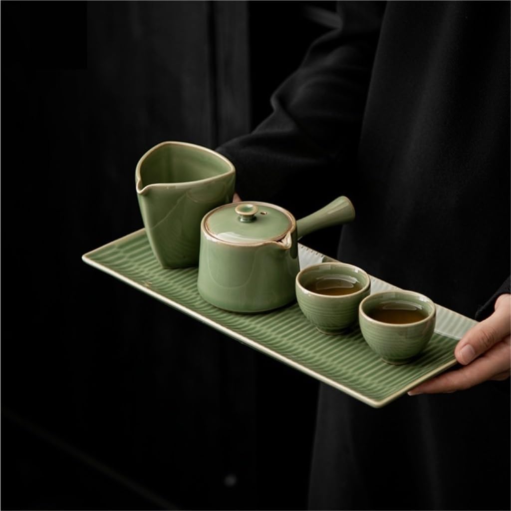 Plateau de Service à thé Service à thé Kung Fu en céramique, plateau à thé rectangulaire domestique, plateau de brassage sec de Style chinois Plateau de Table Basse