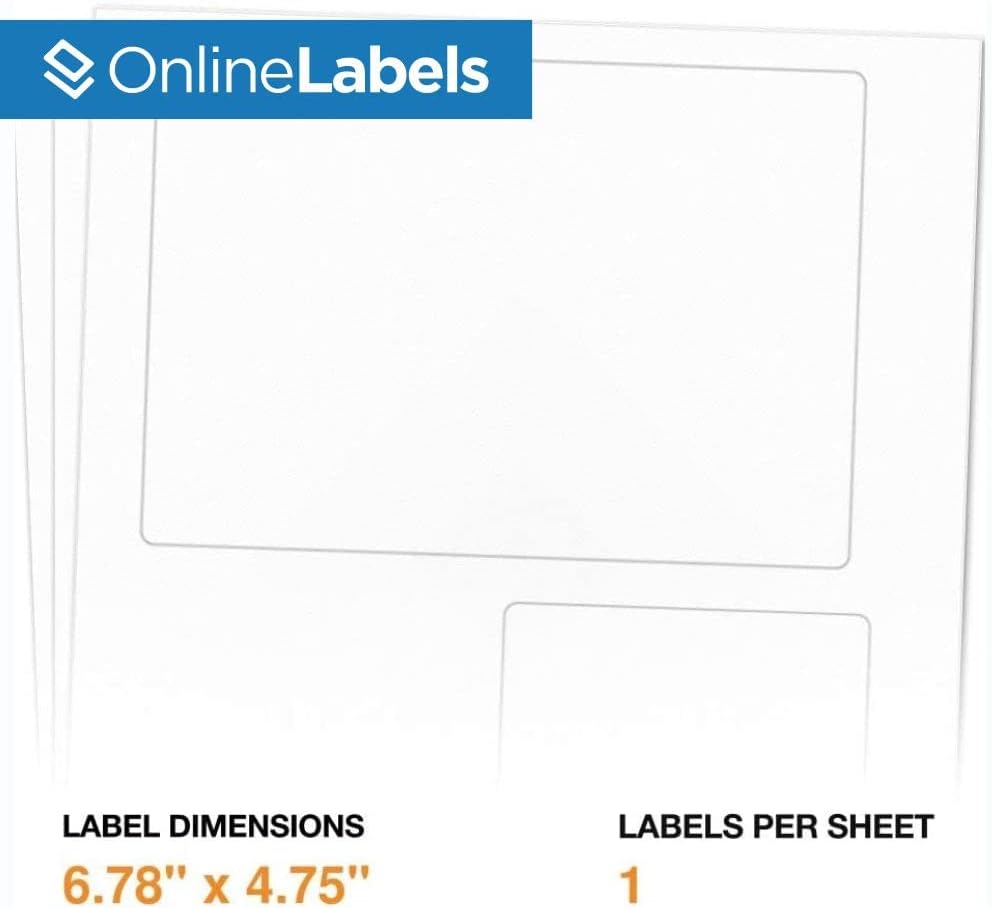 Online Labels 6.78 x 4.75 and 3.5 x 3.75 Shipping Labels - Compatible with USPS Click-N-Ship - Pack of 100 Sheets - Inkjet/Laser Printer