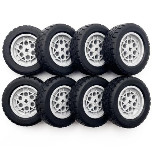 TZBTSTEAM 8 PCS Set Technic Wheel Tires, 62x20 Tyre & 43.2x18 Wheel Rim, Compatible with legoes and Major Brand, STEM Learning and Gift for Kids Ages 6 7 8 9 10 11 12+