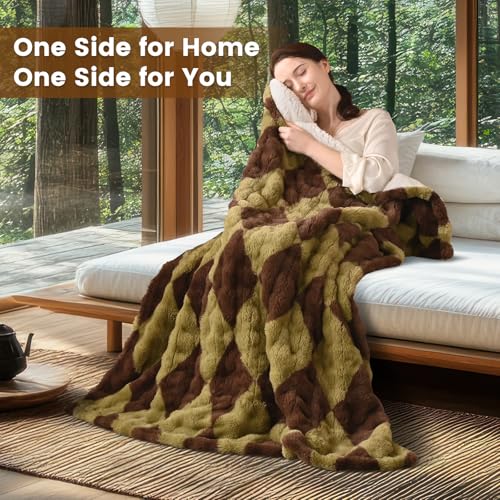 Bearhug Heated Throw Blanket, 50" × 60" Electric Throw, Faux Fur & Warm Sherpa, 4h Auto-Off Timer & 6 Heating Levels,ETL Certified, Machine Washable, Gift Box Packaging