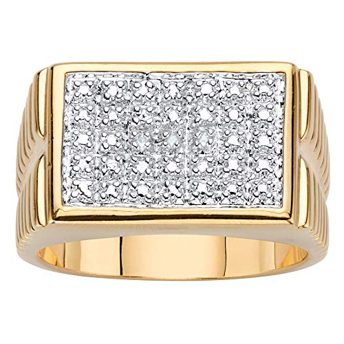 Palm Beach Jewelry Men's 18K Yellow Gold Plated Genuine Diamond Accent Watchband Style Ring Size 8