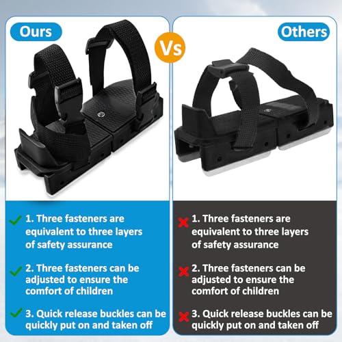 Upgraded Toddler Ice Skates Adjustable Ice Skating Shoes with 3Pcs Hook Loop Fastener Clip on Straps Kids Ice Skates Double Runner for Girls Boys Children Baby Beginner Junior Skater Training Black