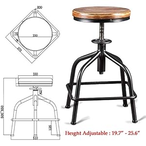 Topower Farmhouse Kitchen Stool, Industrial Counter Stool, Kitchen Deco Round Seat Standard Height Adjustable Swivel Bar Stools Indoor House Design Wood Seat Black set of 2 Topower Farmhouse Kitchen Stool Industrial Counter Stool Kitchen Deco Round Seat Standard Height Adjustable Swivel Bar Stools Indoor House Design Wood Seat Black set of 2