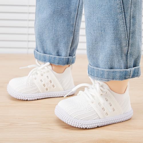 Image of BMCiTYBM Baby First Walking Shoes Boys Girls Infant Sneakers Breathable 6 9 12 18 24 Months White Size 6-12 Months Infant
