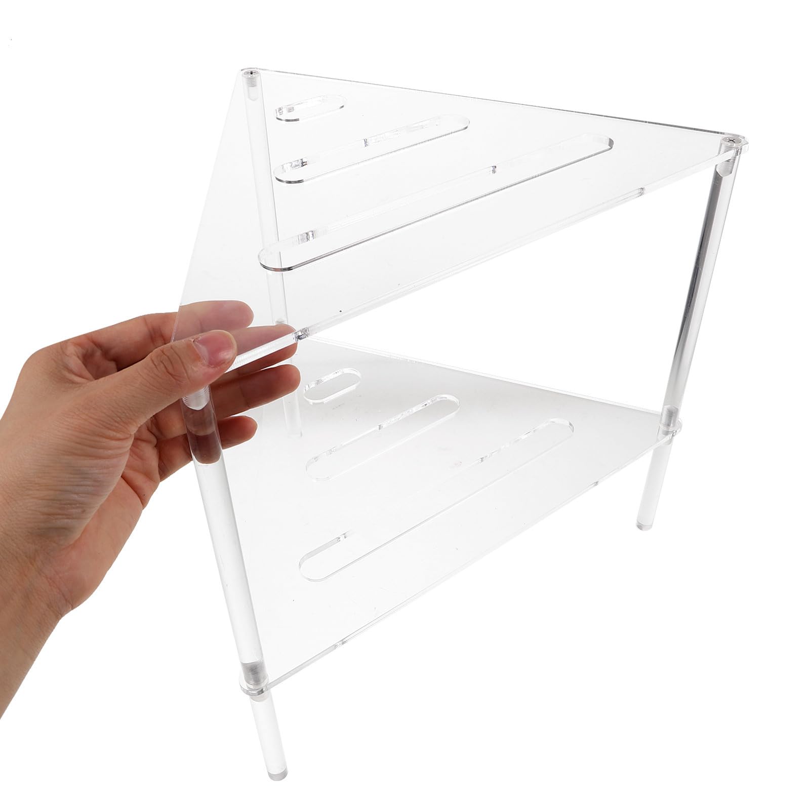 GALPADA Estante de Ducha Acrílico Triangular Moderno para Baño Diseño Hueco Fácil de Limpiar y Soporte Versátil para Plantas y Accesorios
