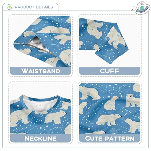 JUNZAN Cartoon Polar Bears Stars Blue Big Girls Hooded Sweatshirt Fleece Fall Tops Shirts Sports 4T3