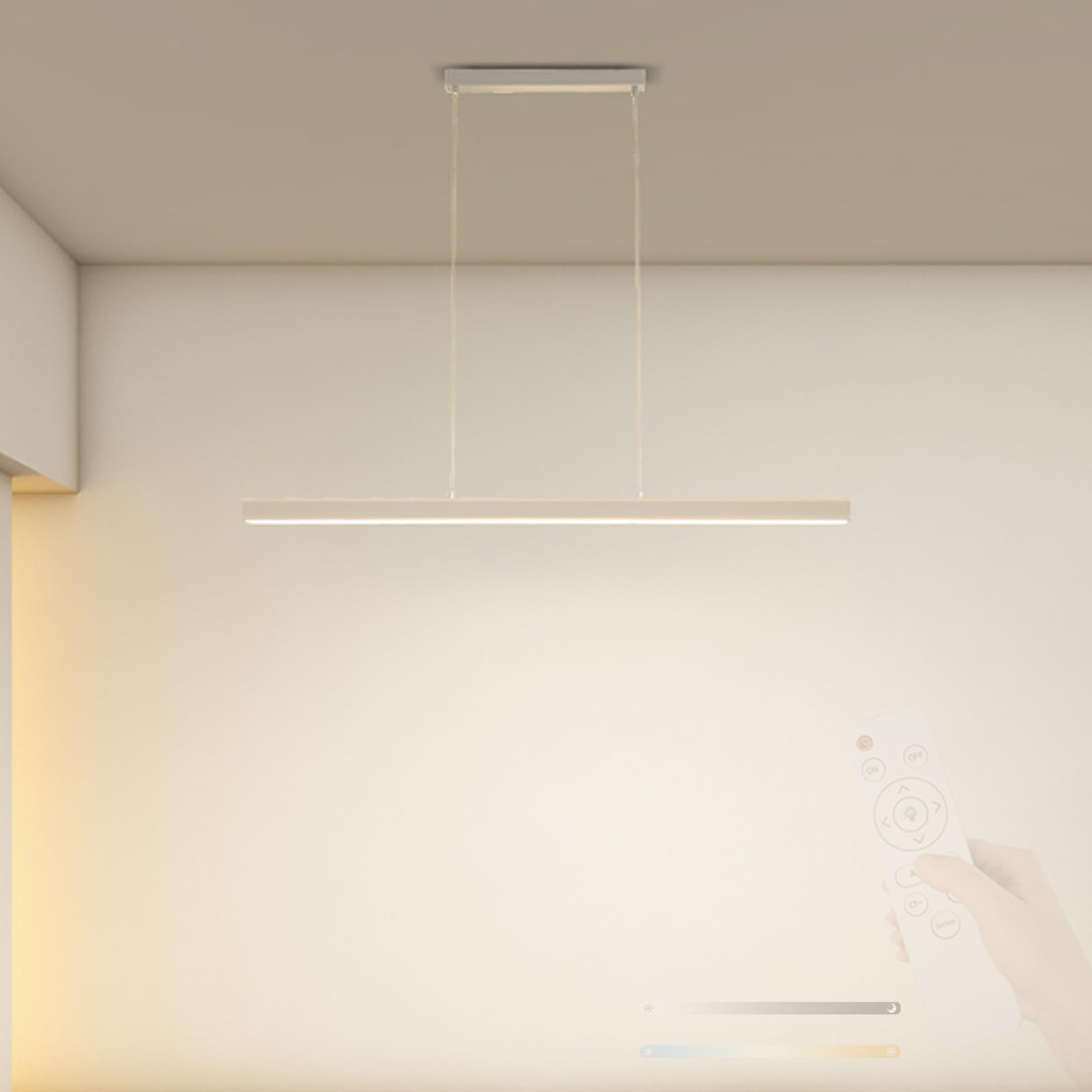 Suspension rectangle pour cuisine et salle à manger avec éclairage LED blanc - 8