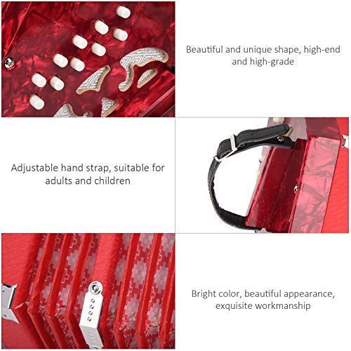 Ergonomisches Design Concertina Instrument Professionelle Akkordeon Concertina 3 Farben zur Verbesserung des Rhythmusgefühls für den Außenbereich(red)