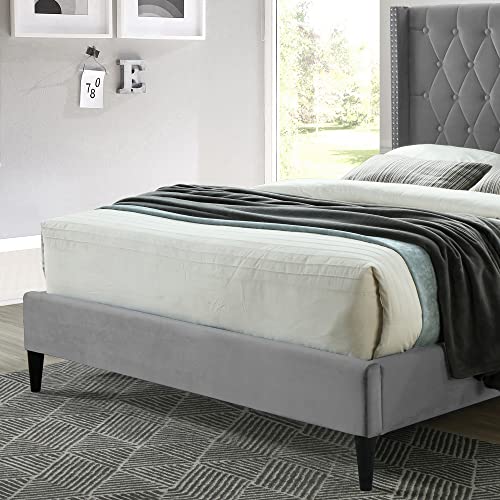 Better Home Products Amelia Velvet Tufted Queen Platform Bed In Gray #TOP6