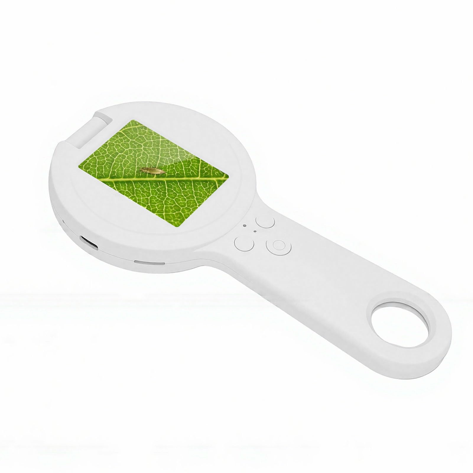 Jiawu Lupa de Microscopio Digital Portátil con Aumento de 500x y 16 LED para Inspección Detallada (White)