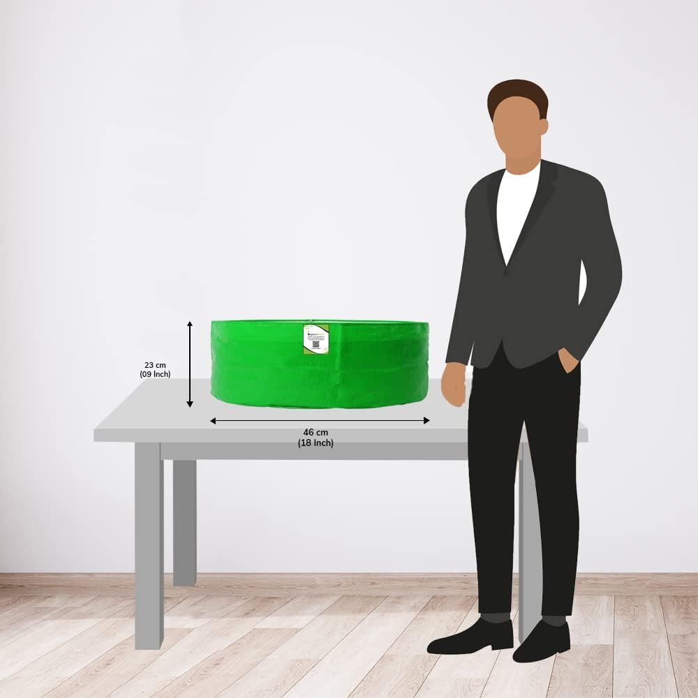 ORGANIC BAZAR 18x9 Leafy Grow Bag for Vegetables Garden, Premium HDPE 260 GSM Green Plant Bags (Pack of 1)