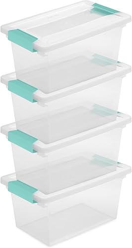 Sterilite Paquete de 12 cajas de clip, almacenamiento transparente para manualidades, suministros y artículos de oficina, tamaño mediano