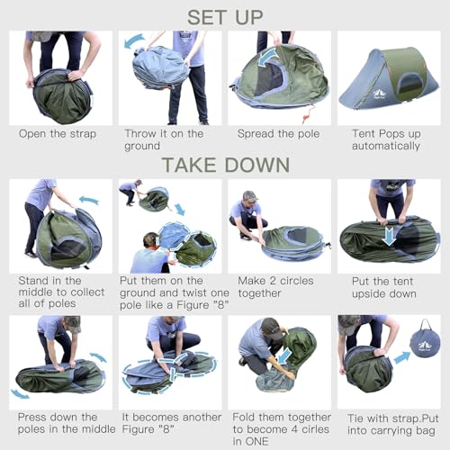 Carpa de Camping Plegable Night Cat para 1 Persona Verde miniatura 5