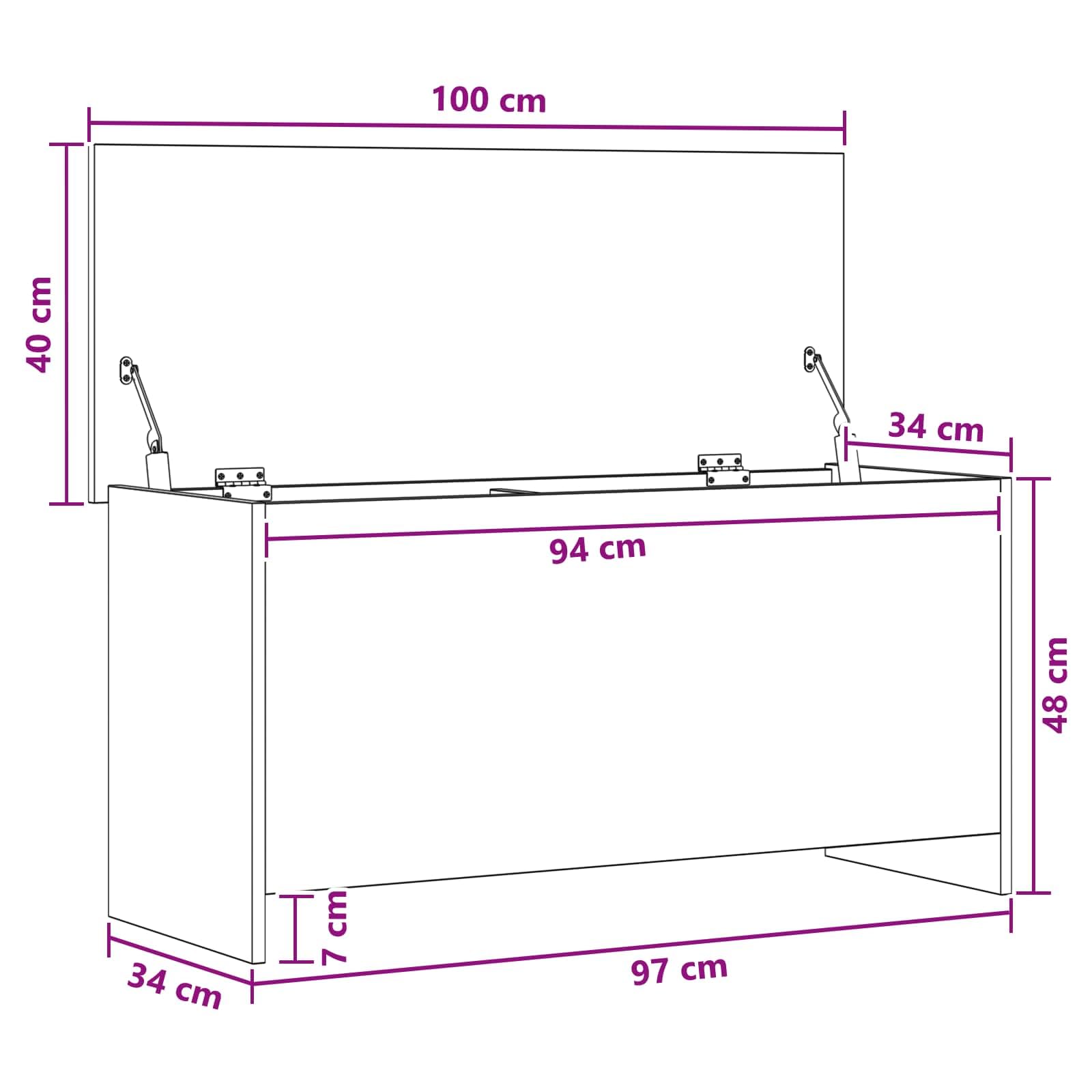 Cassapanca in rovere nero, 100 x 40 x 50 cm | legno, design rettangolare, facile da montare, facile da pulire con un panno umido