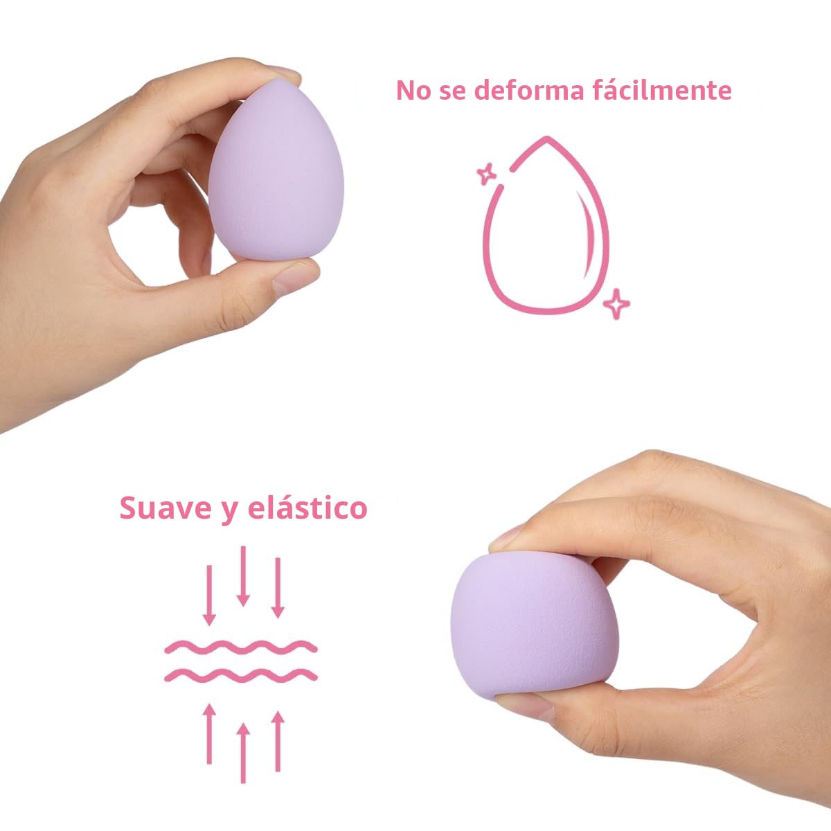 Juego de 8 Esponjas de Maquillaje, Batidora de Belleza, Esponja Lavable para Base Líquida, Polvo y Protección Solar