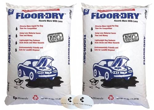 2 Pack All Purpose Loose Absorbent, 9 qt Volume Absorbed Per Pkg, 25 lb Weight, Universal, Unscented, Off White with Stickers