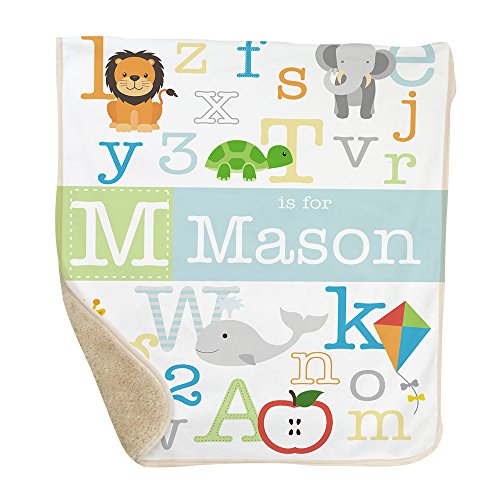 GiftsForYouNow Alphabet Personalized Sherpa Blanket for Baby Boy