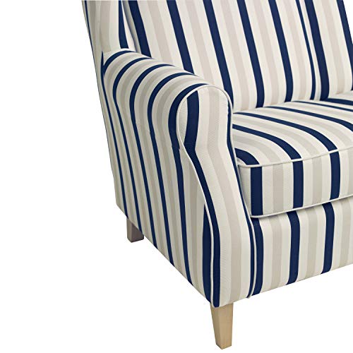 Max Winzer Einzelsofa Lorris 3-Sitzer | In Weiss mit blauen Streifen | Mit Federkern | 196 x 102 x 85 cm - 2900-3100-2077808-F01 Max Winzer Einzelsofa Lorris 3-Sitzer | In Weiss mit blauen Streifen | Mit Federkern | 196 x 102 x 85 cm