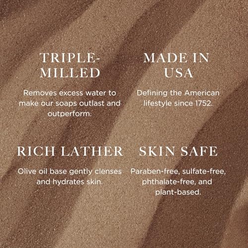 Image of Caswell-Massey Triple Milled Heritage Woodgrain Sandalwood Three-Soap Set, Scented & Moisturizing Bath Soap, Made In The USA, 3 Count (Pack of 1)