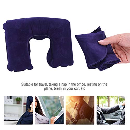 Almohada de viaje inflable forma U ligera portátil miniatura 3