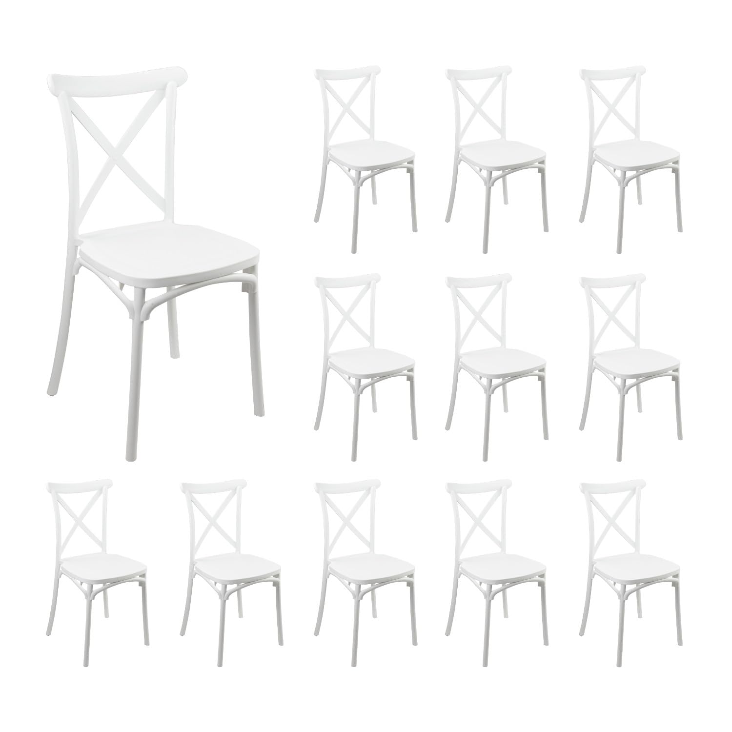 Pack 12 Sillas para Catering Apilables Charlotte 50x44x87.5cm 7house