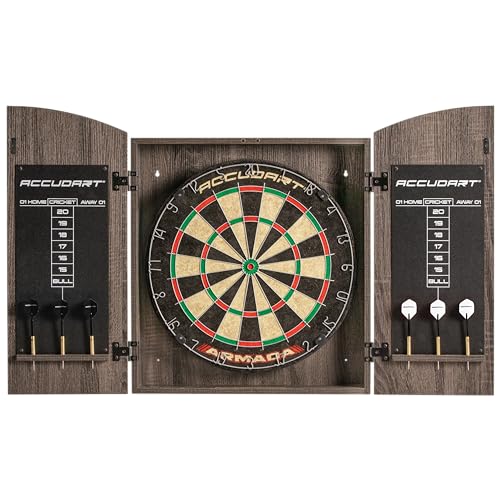 Accudart Armada Official 18 Bristle Dartboard Cabinet Set - Self-Healing Sisal with Wall Mount and Bounce-Out Reduction Features